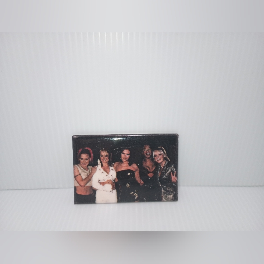 Spice Girl Group. Square Button. 3 in x 2 in. Vintage.